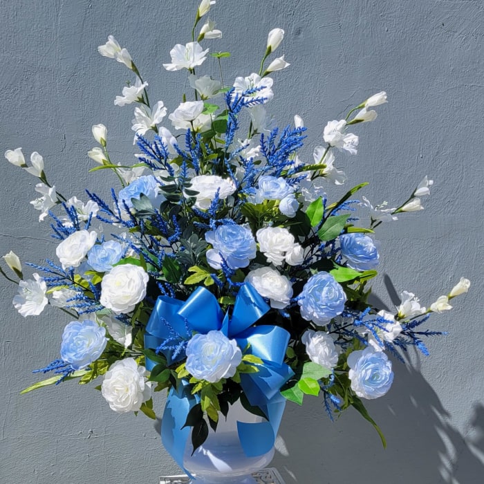 Artificial Blue & White Urn Tribute RENTAL