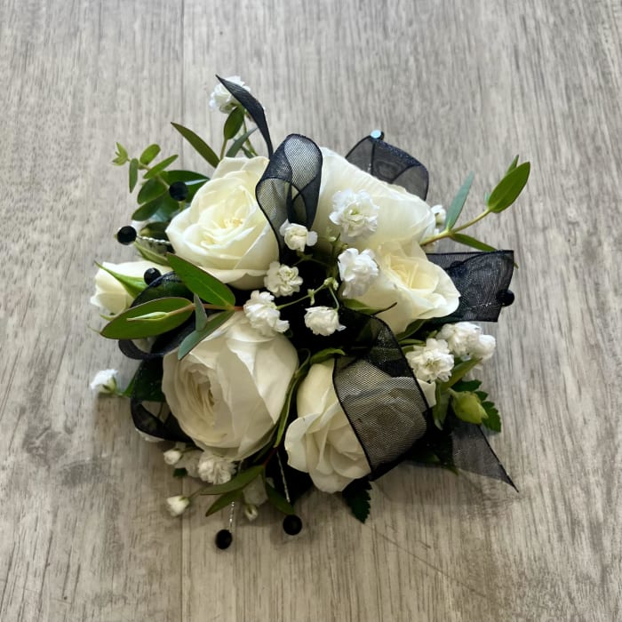 Black and White Designers Choice REAL Prom Wrist Corsage