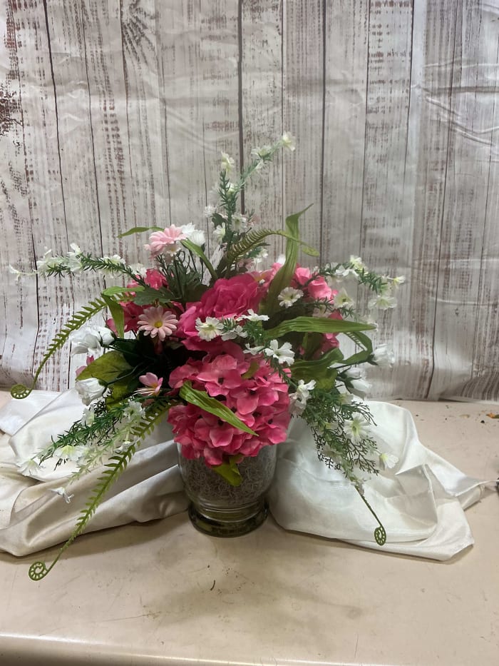 Pink and white silk Vase