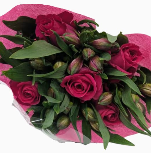 Roses & Alstroemeria Monochromatic Wrapped Bouquet CB-RA