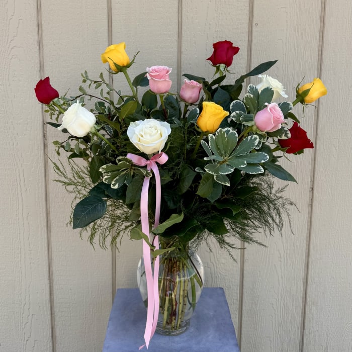 Mixed Color Roses Arranged
