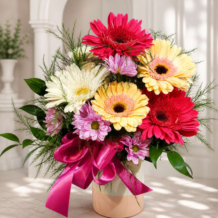 Pastel Gerbera & Daisy Vase