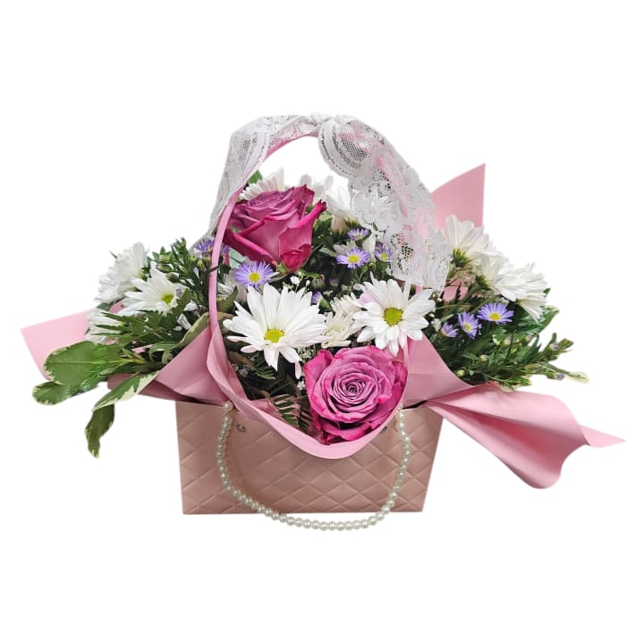 Pearls and Lace Handbag Bouquet