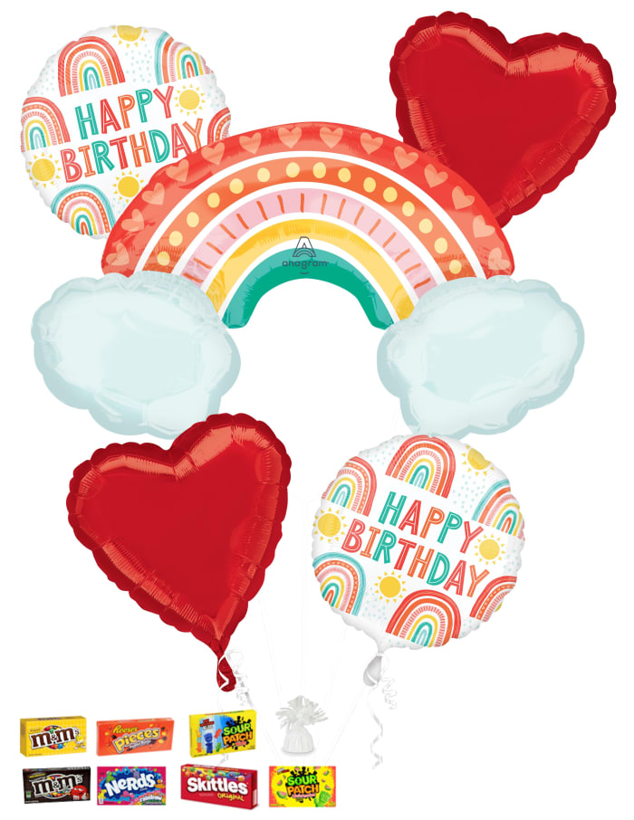 Retro Rainbow Birthday Balloon Bouquet