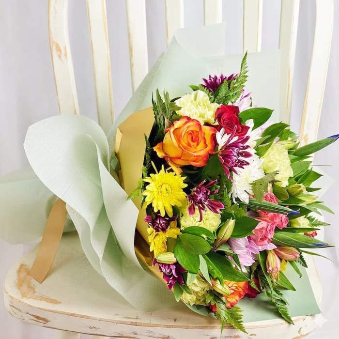 Wrapped Mixed Floral Bouquet