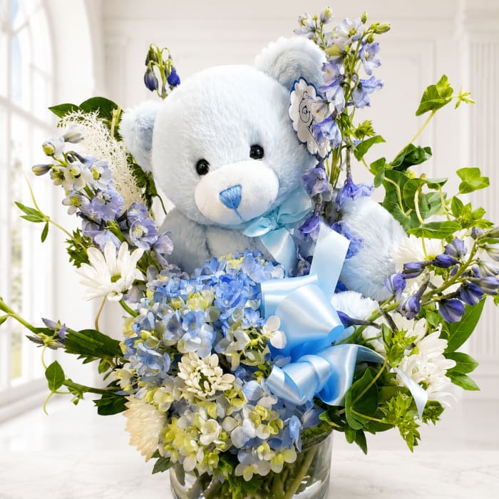 Baby Boy Flowers with Stuffie