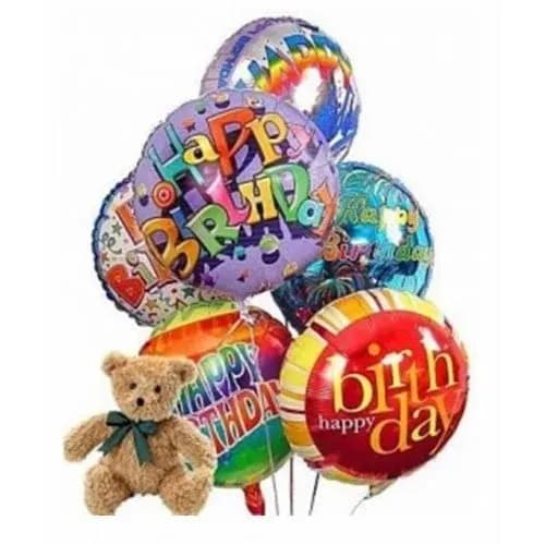 Happy Birthday Balloon Bouquet With Bear
