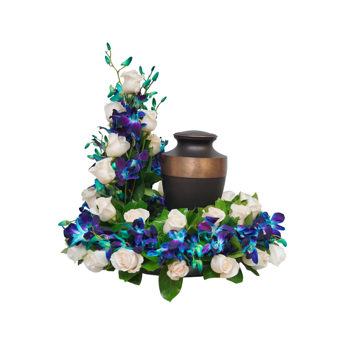 AU-5 Arreglo para urna de rosas y orquídeas