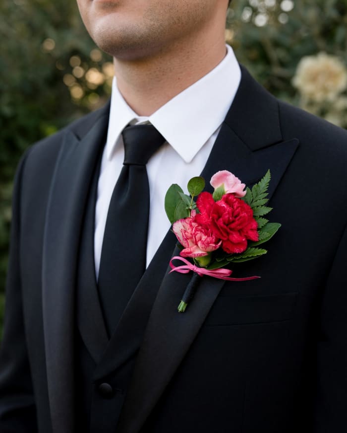 Red & Pink Carnation Boutonniere