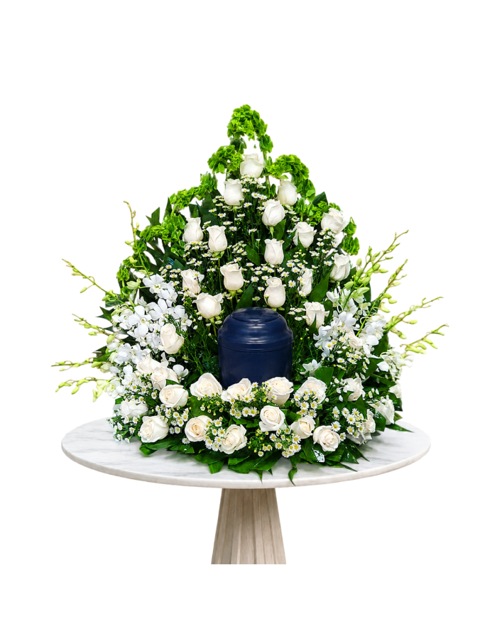 AU-8 Arreglo para urna de rosas y orquí­deas