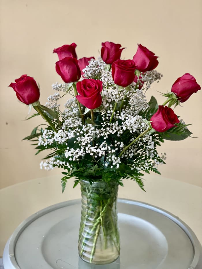 Classic Dozen Rose Bouquet Rose - Pick Your  Color