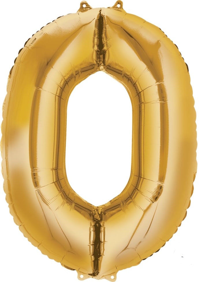 34" Gold Numbers 0 thru 9 Balloon Can be Added to Any Balloon Bouquet