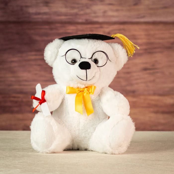 Graduation Bear White