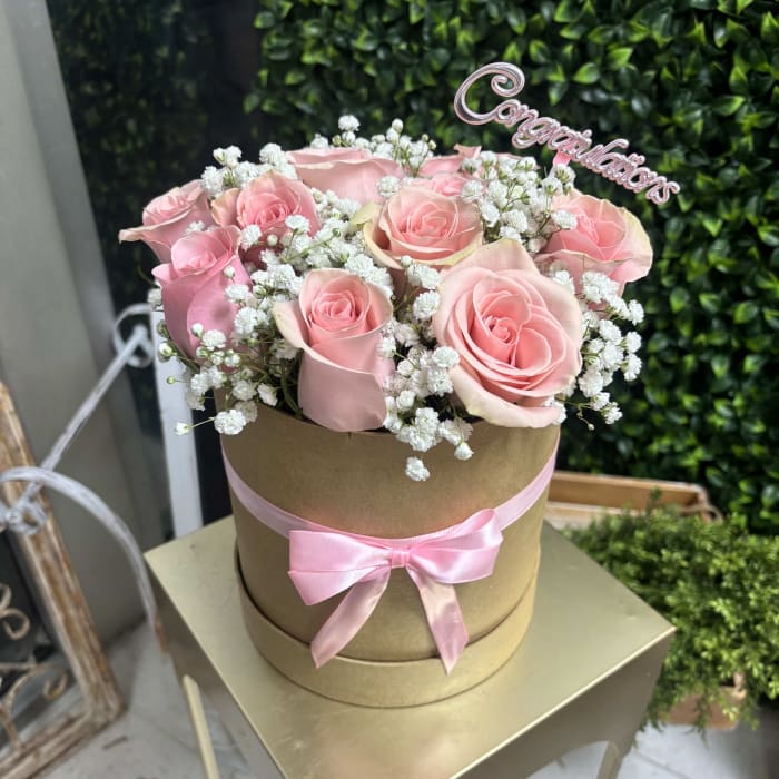 Congratulations Pink Rose Box