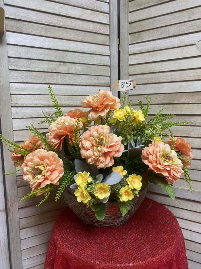 silk spring peach color arrangement