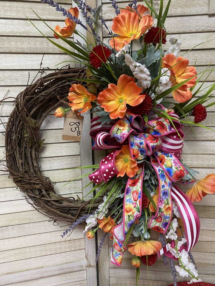 peach spring wreath