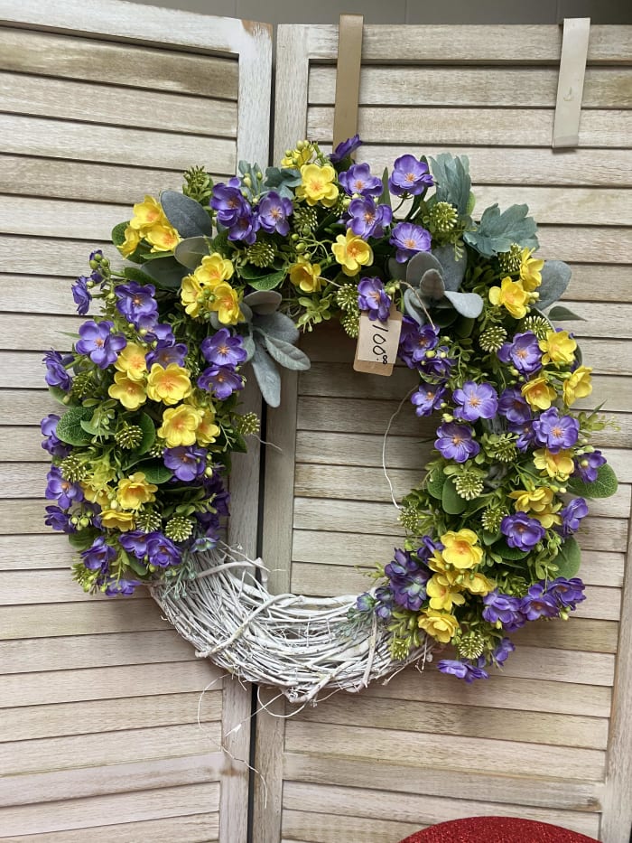 beautiful purple and yellow wreath