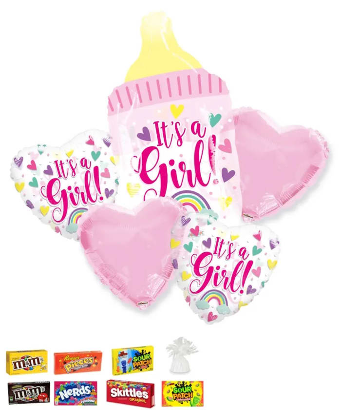 Baby Girl Bottle Balloon Bouquet