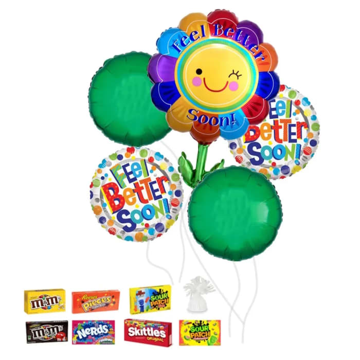 Feel Better Soon Flower Balloon Bouquets