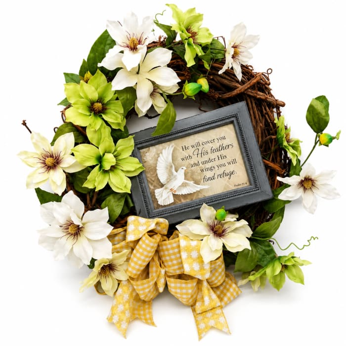 Silk Memorial Wreath w/ Music Box Keepsake