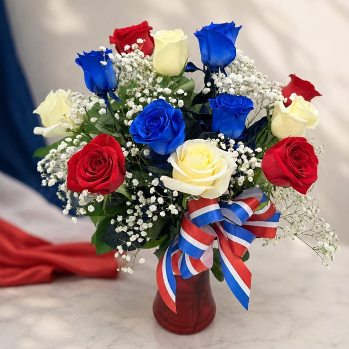 Red, White, And Bloom Arrangement