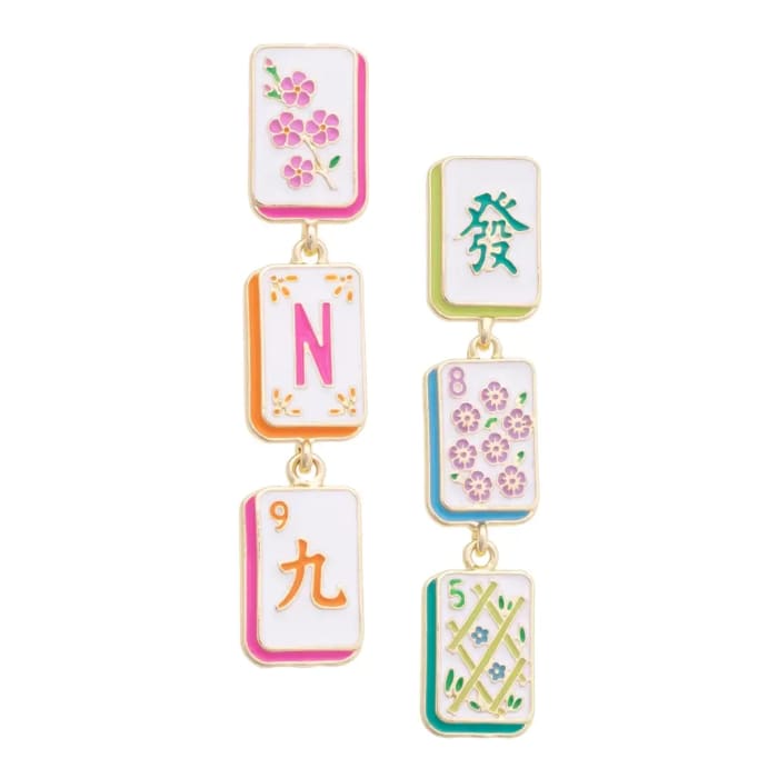 Mahjon Long Tile Earrings