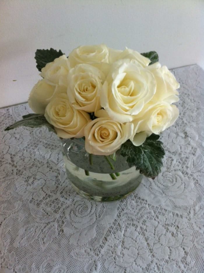 Dedicated  Compact Cream Rose Bouquet