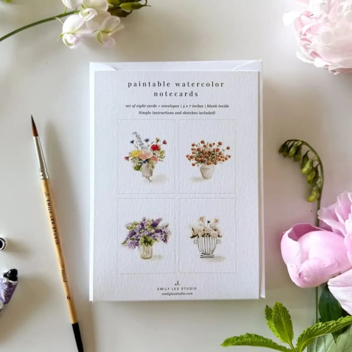 Paintable Watercolor Notecards Bouquet