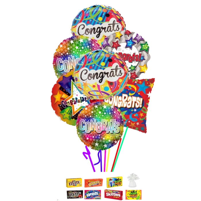 7 Congratulation Balloons with Choice of Candy