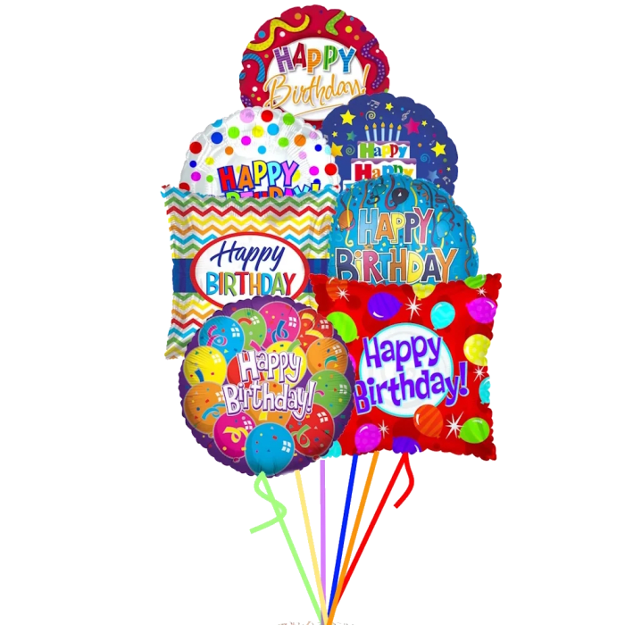 7 Happy Birthday Balloons with weight
