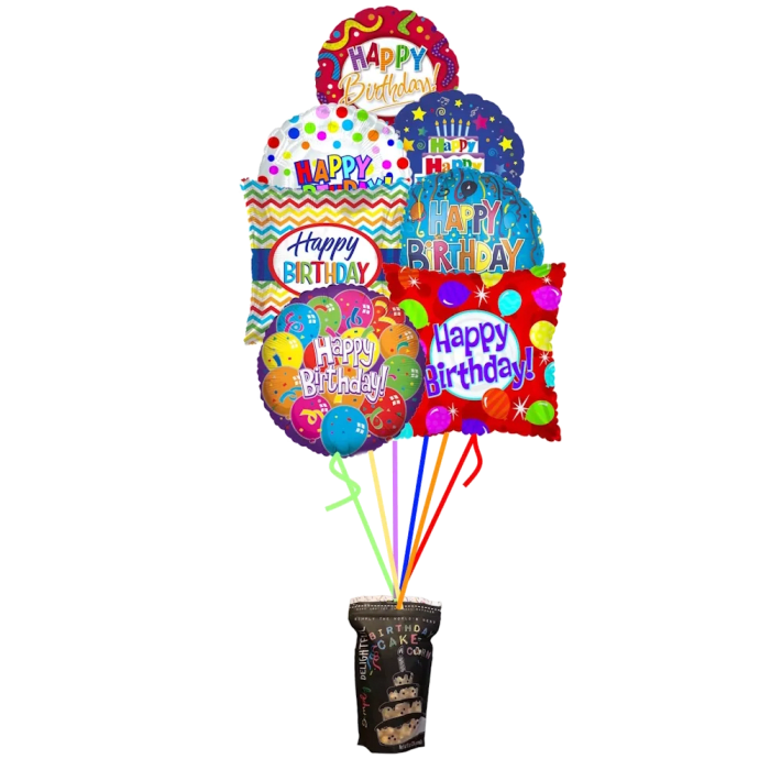 Popcorn & 7 Happy Birthday Balloons