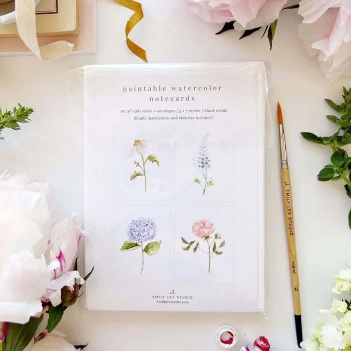 Paintable Watercolor Notecards Garden Flowers