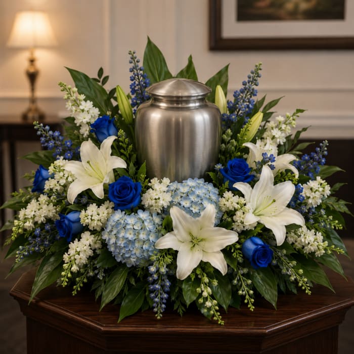 Blue Without You Urn Arrangement