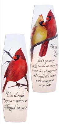Angel Cardinals Pre-Lit Vase