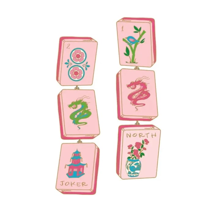 Linked Mahjong Title Earrings