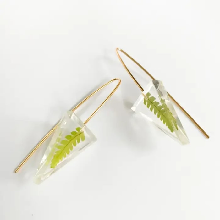Botanical Fern Triangle Earrings