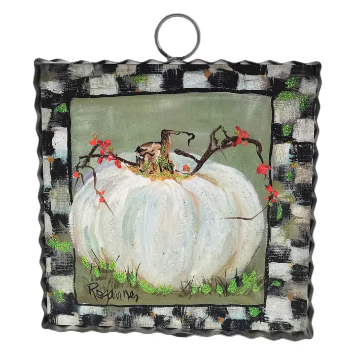 Mini Cream Pumpkin with Checkered Border