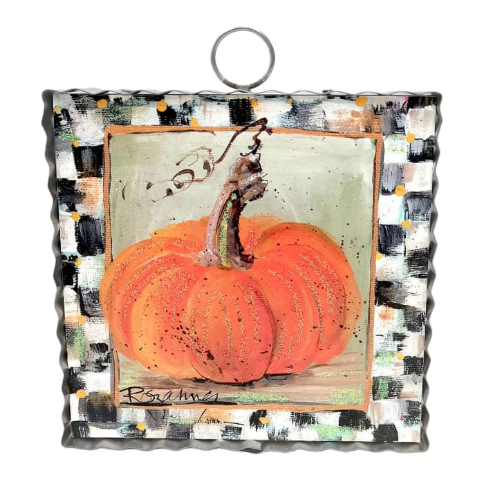 Mini Orange Pumpkin with Checkered Pumpkin