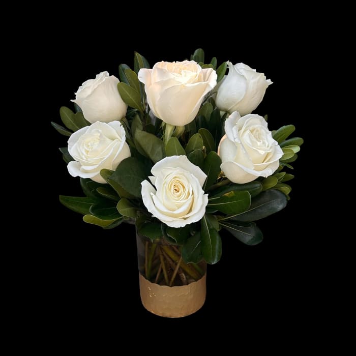 Half Dozen Elegant White Roses