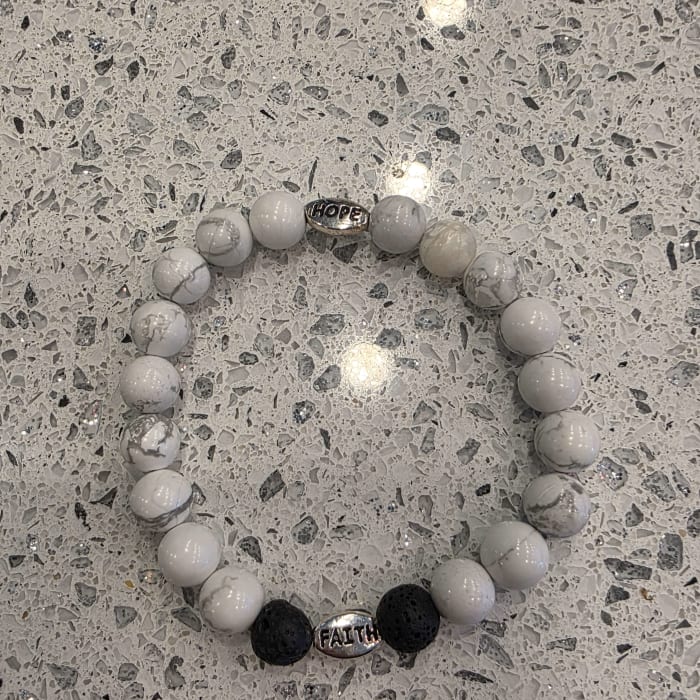 Howlite Lava Bracelet Faith & Hope