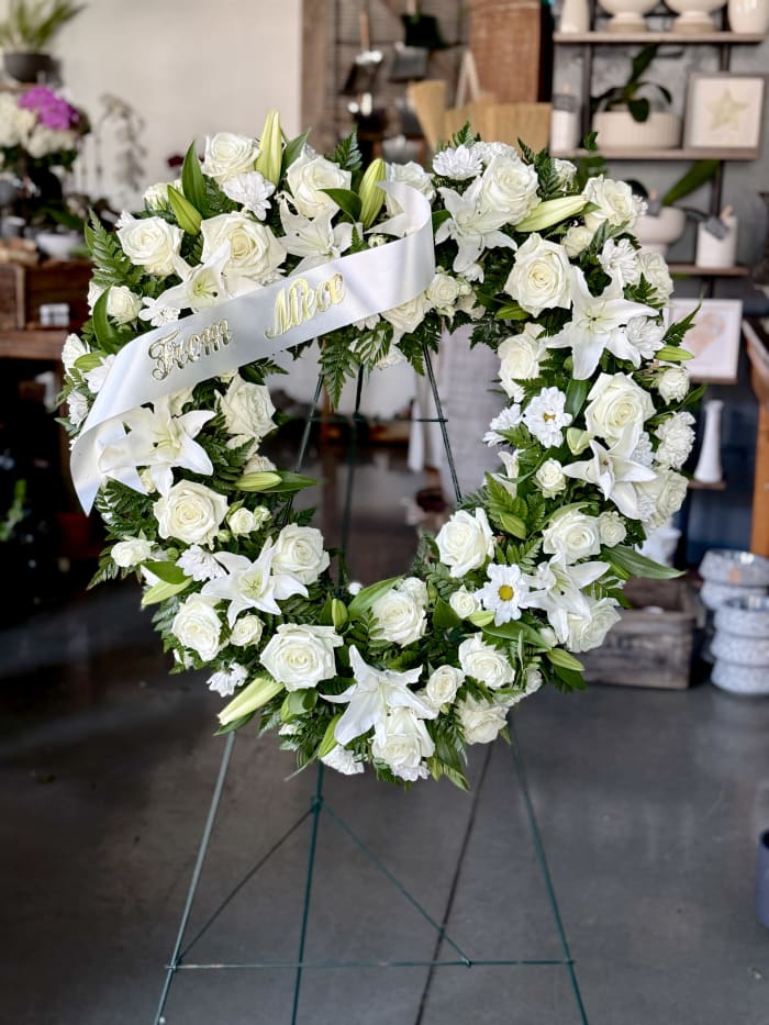 Always Remember Floral Heart Tribute - White