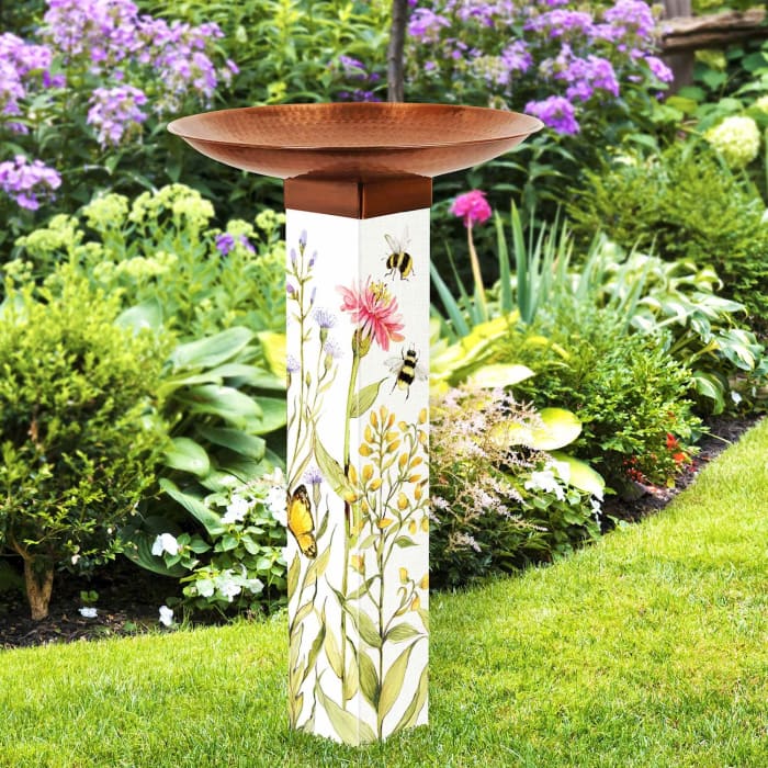 Bee Spring Bird Bath Art Pole