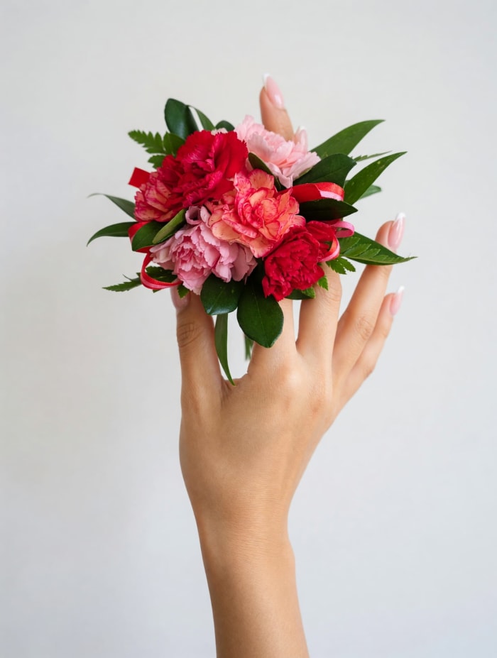 Red & Pink Carnation Corsage