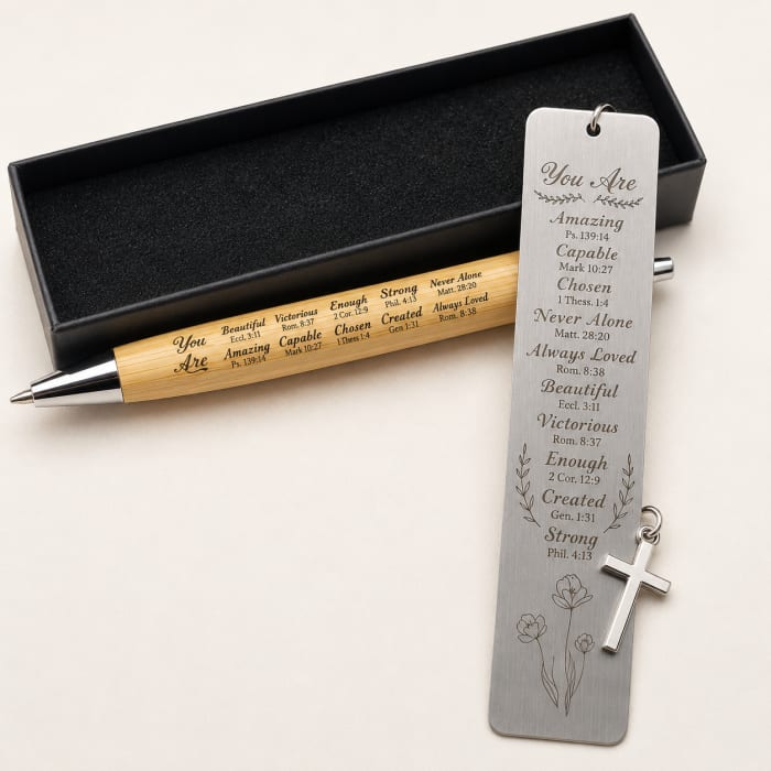 Bible verse affirmation pen and bookmark set