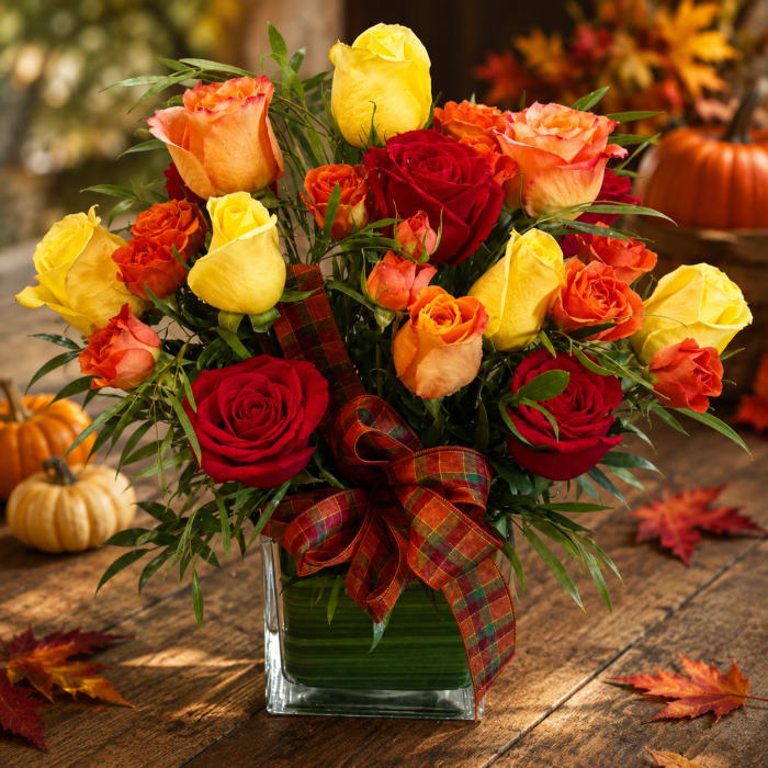 Autumn Rose Cube Bouquet