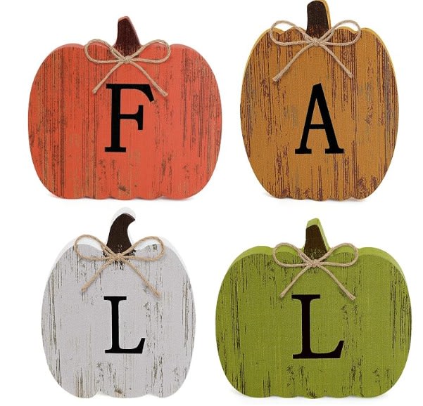 4 PCS Wooden Pumpkins