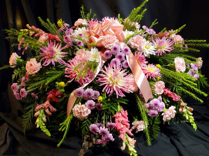 Delicate Pink Casket Spray