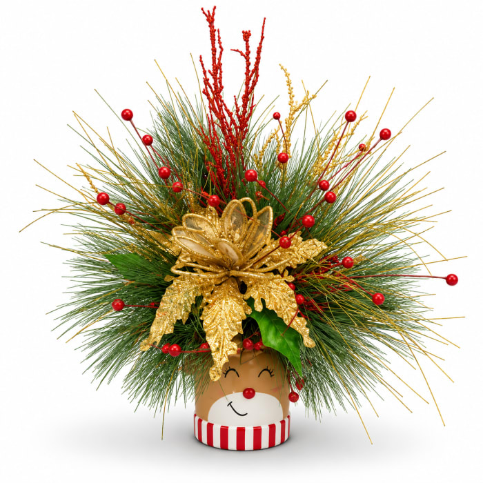 Christmas Teddy Bear Silk Arrangement