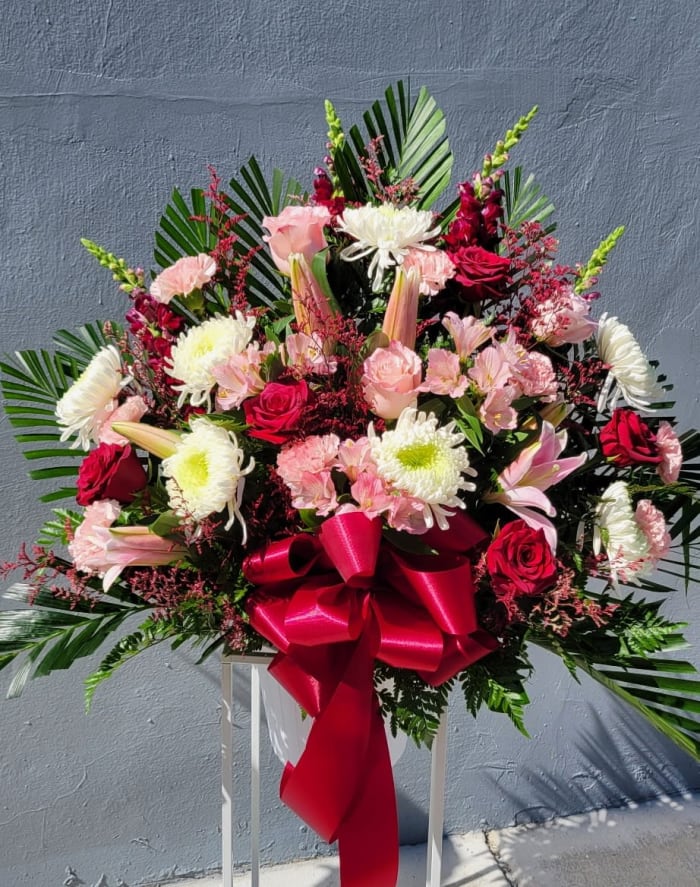 Burgundy and Pink Sympathy Basket