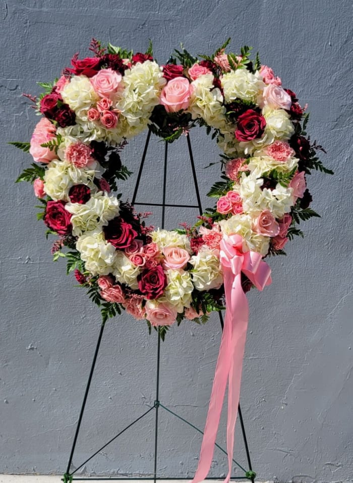 Burgundy and Pink Open Heart